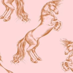 Rearing Horses Pink & Chestnut // large