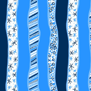 TrueBlue: Wavy Decorated Stripes - Vertical
