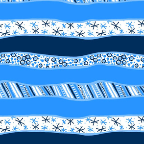 TrueBlue : Wavy Decorated Stripes - Horizontal