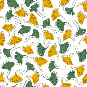 Ginkgo Biloba leaves pattern offset - Green and Yellow