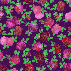 Metalic Inlay Roses on Purple