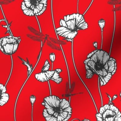 poppies and dragonfly but nothing else-in red