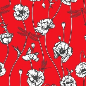poppies and dragonfly but nothing else-in red