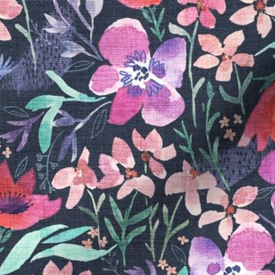 Sweet Arrangement - Dark Floral 12 inch repeat