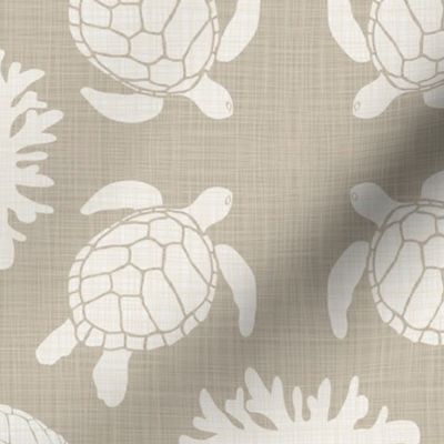 sea turtles on natural linen look-