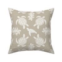 sea turtles on natural linen look-