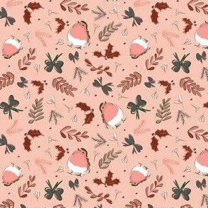 christmas robin decorations seamless repeat pattern.