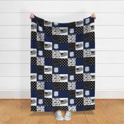 Police Patchwork - blue, black and white