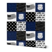 Police Patchwork - blue, black and white