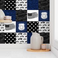 Police Patchwork - blue, black and white