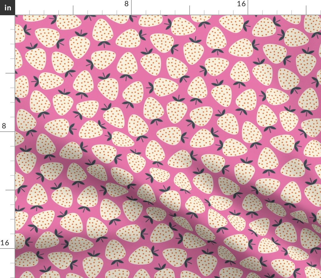 Strawberries - Cream on Bubble Gum Pink