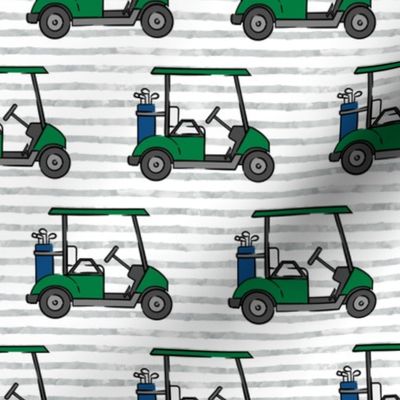 golf carts - green on grey stripes - LAD20