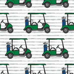 golf carts - green on grey stripes - LAD20