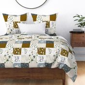 Rotated // Rustic Woodland and Florals Cheater Quilt / Whole Cloth