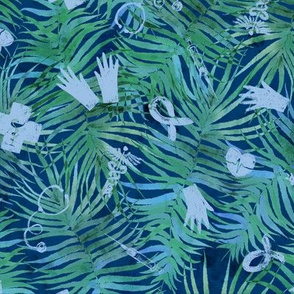 Call Dr. Summeroff * Healthcare Professionals// Watercolor Emerald Palms (navy) 9"
