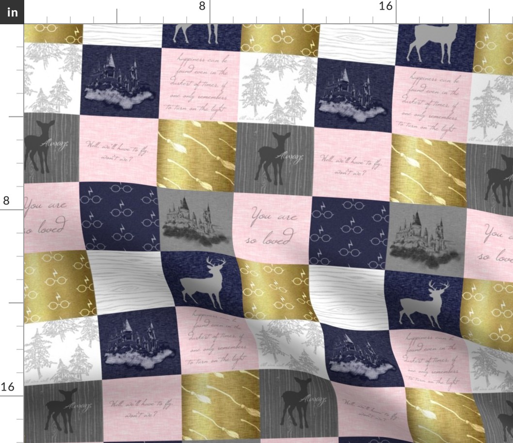 3” Always Quilt - pink, navy, gold