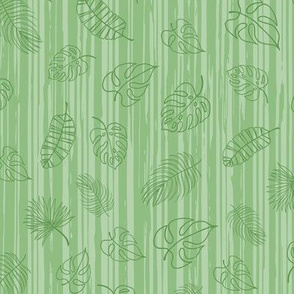 Safari Line Art Leaves and Stripe texture - green r2