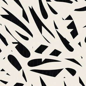 Bamboo Leaves in Black and Ivory / Big Scale