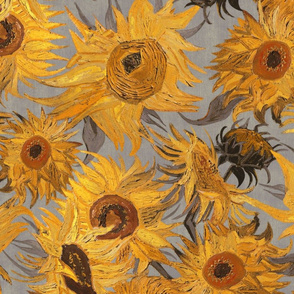 Van Gogh Sunflowers grey yellow