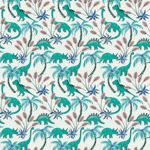 tropical dinosaurs/light blue dots/small