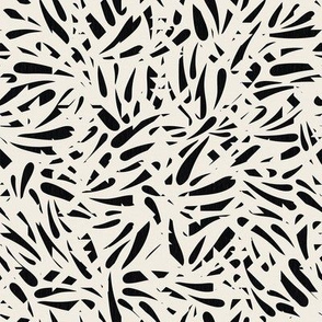 Bamboo Leaves in Black and Ivory / Small Scale