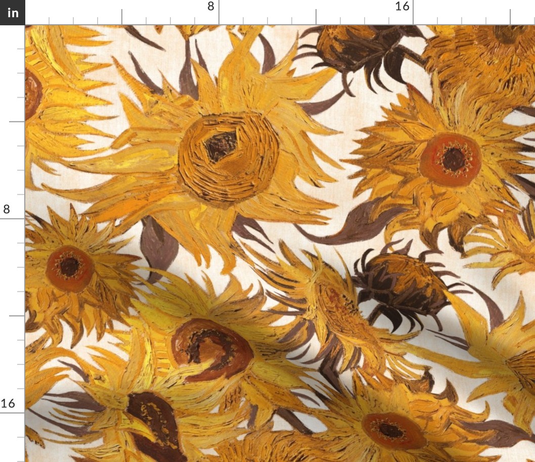 Van Gogh Sunflowers saffron cream brown