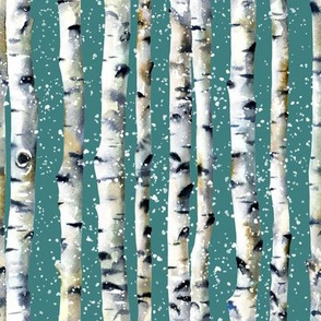 Snowy Birch / Teal / Small Scale