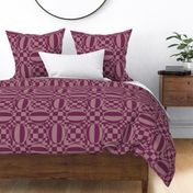JP27 - Large - Contemporary Geometric Quatrefoil Cheater Quilt in Two Tone Rustic Raspberry
