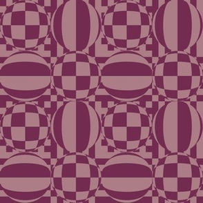 JP27 - Medium - Contemporary Geometric Quatrefoil Checks in Two Tone Rustic Raspberry