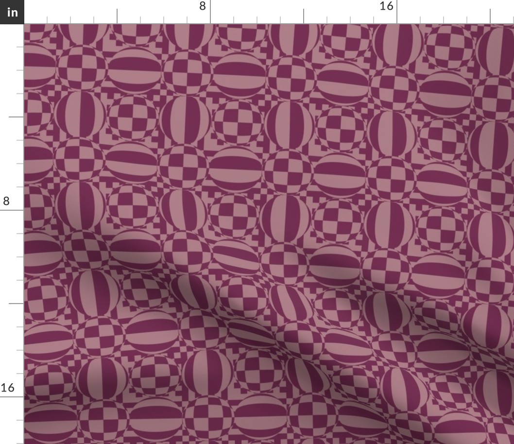 JP27 - Medium - Contemporary Geometric Quatrefoil Checks in Two Tone Rustic Raspberry