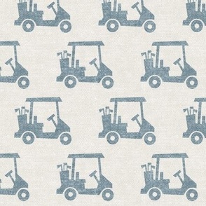 tee time - golf carts - dusty blue on cream  - LAD20