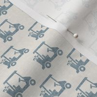 (small scale) tee time - golf carts - dusty blue on cream - LAD20