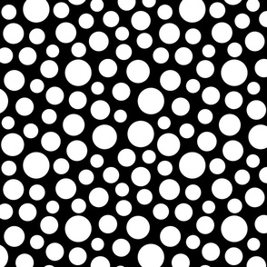 Lotsa Spots! White on black, large 