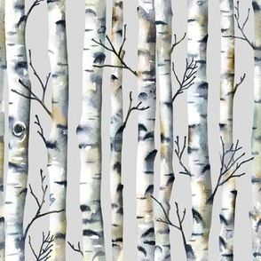 Birch Forest / Light Grey / Small Scale