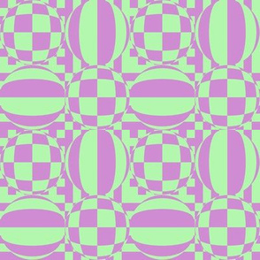JP25 - Medium - Contemporary Geometric Quatrefoil Checks in Lilac and Pastel Green