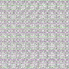 JP25 - Miniature - Mod Geometric Quatrefoil Checks in Lilac and Green Pastels