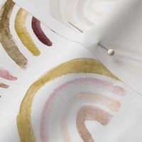 Neutral rainbows in mustard, rose and gold - watercolor earthy rainbow pattern for modern nursery, kids