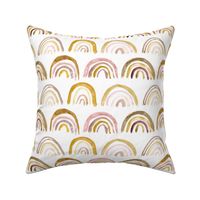 Neutral rainbows in mustard, rose and gold - watercolor earthy rainbow pattern for modern nursery, kids