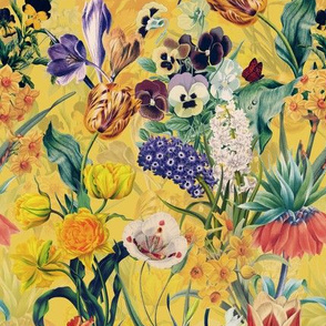 8" Vintage Botanical Springflower Meadow - Yellow