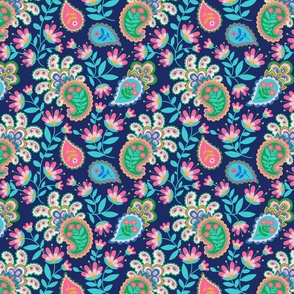 NAVY GREEN PINK PAISLEY-03