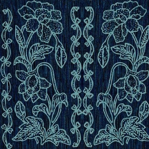 my-tjap116-MINAGREENlines-VERY-DARK-TURQBLUE-BLACK-FABRIC-double-vertical-floral-border-resized-vector-MinaGreen-lines-scan-fabric-real-pattern-bkgr-NEW-DEEP-TURQBLUE-FABRIC-NEW2020