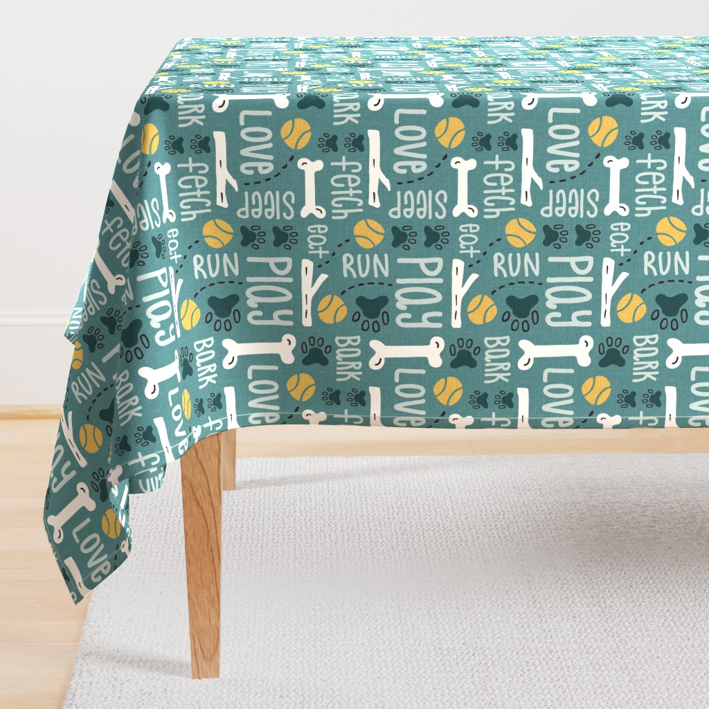 Dog Play - Pet Typography Teal Large Scale