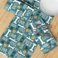 Dog Play - Pet Typography Teal Large Scale