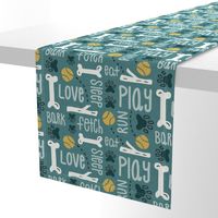 Dog Play - Pet Typography Teal Large Scale