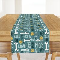 Dog Play - Pet Typography Teal Large Scale