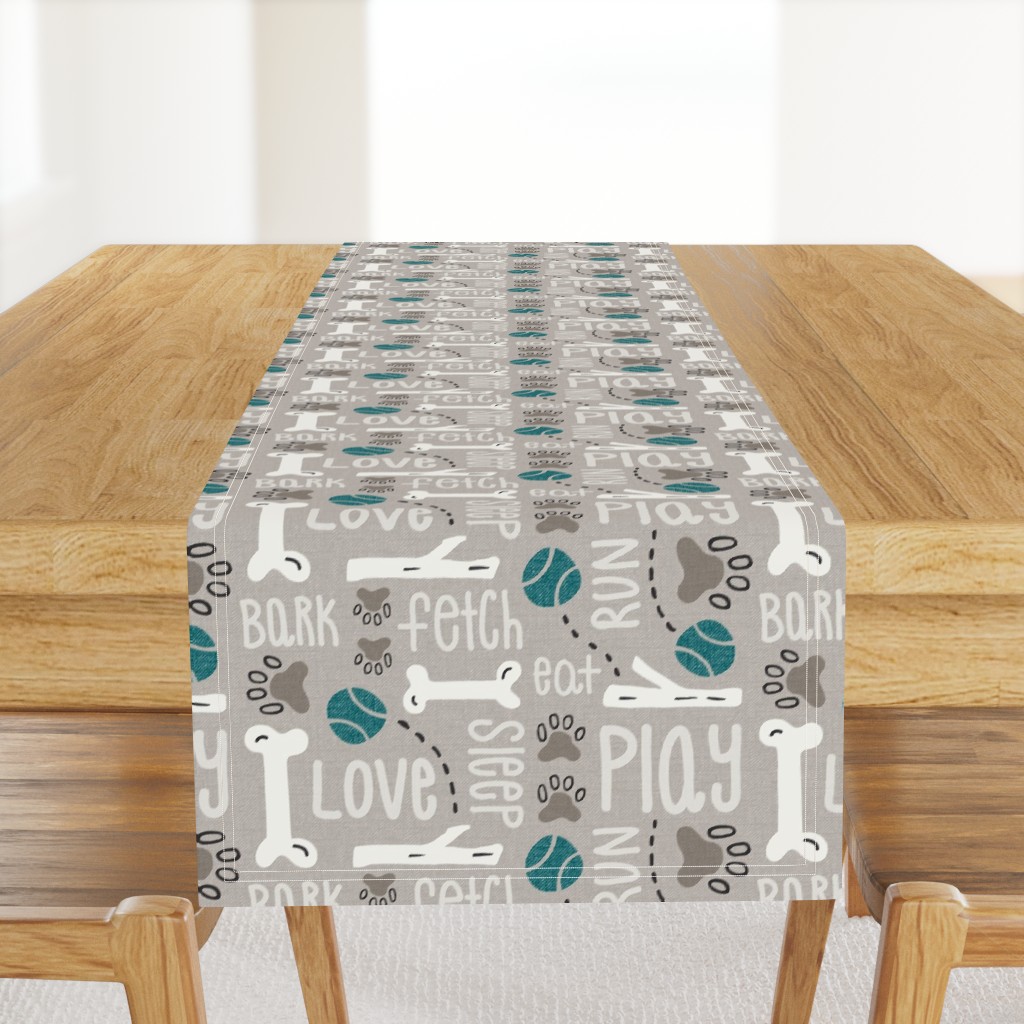 Dog Play - Pet Typography Beige Large Scale