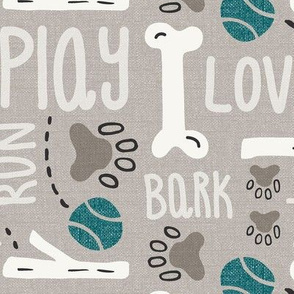 Dog Play - Pet Typography Beige Large Scale