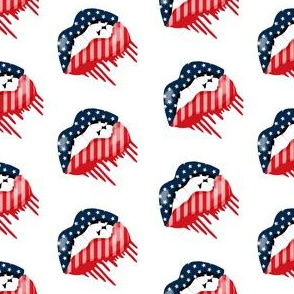 usa dripping lips - red white and blue fabric