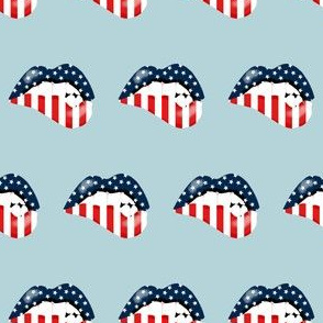 usa  lips - red white and blue fabric