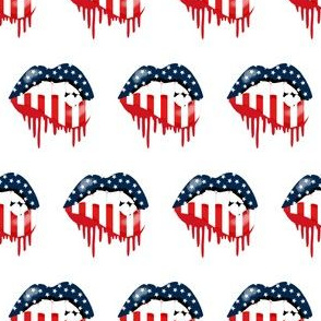 usa dripping lips - red white and blue fabric